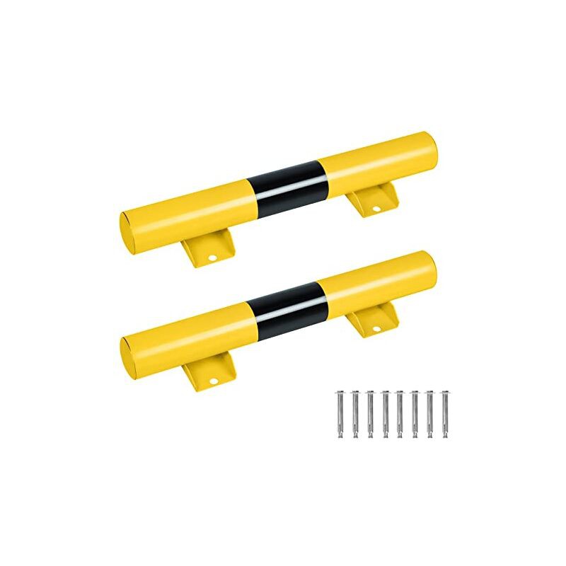 Radstopper-set Mit 2 Metall-parkstoppern 60 X 13 X 9 Cm Inklusive Dübeln, Schwarz Und Gelb