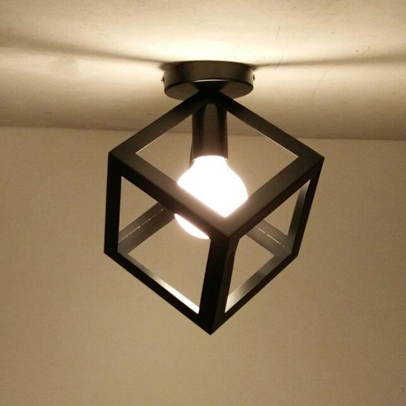 Retro-industrie-deckenleuchte Im Metallkäfig-design, Schwarze Eisen-pendelleuchte Für Wohnzimmer, Schlafzimmer, Restaurant, Esszimmer, Café, Bar