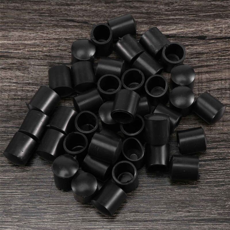 40 Schwarze Gummikappen Für Tuben, 10 Mm Spitzen