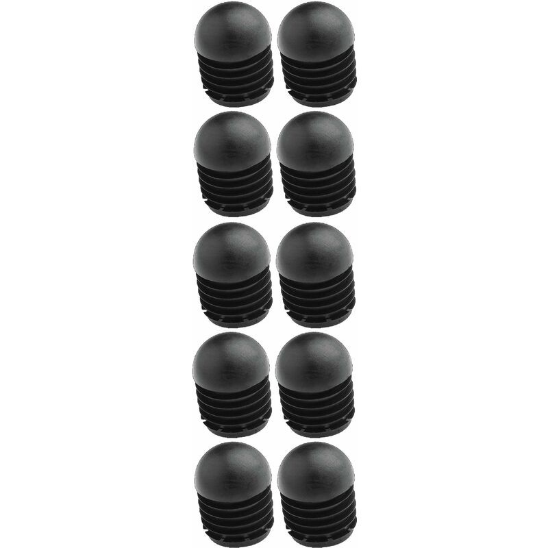 10 Runde Rohrendkappen Mit Geflügeltem, Halbkugelförmigem Kopf Aus Ldpe, Möbelbeinkappen, Tisch-/stuhlendenschutz, Gerillt, 50 Mm Außendurchmesser, Schwarz