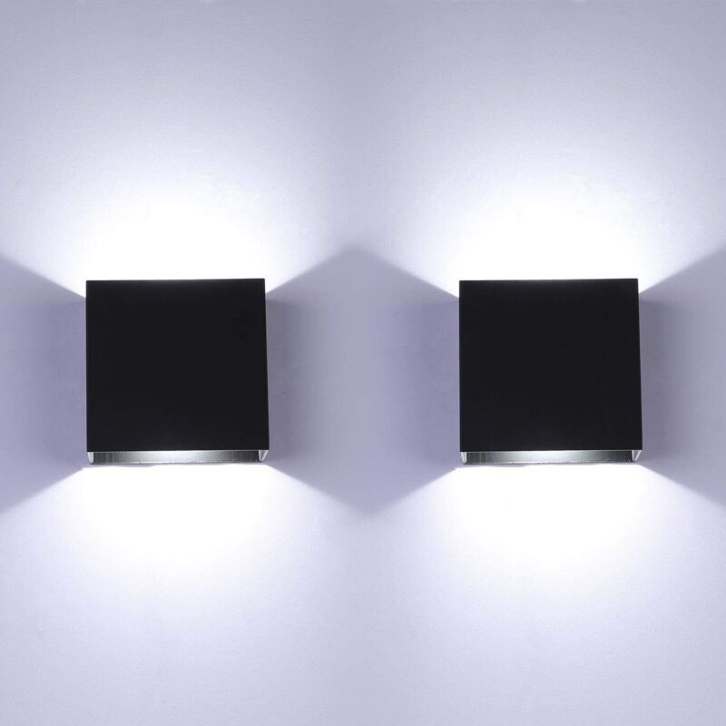2 Stück 6w Led-wandleuchten, Nach Oben Und Unten Gerichtet, Moderne Aluminium-leuchten, Schwarz, Für Wohnzimmer, Schlafzimmer, Badezimmer, Küche, Esszimmer – Kaltweißes Licht