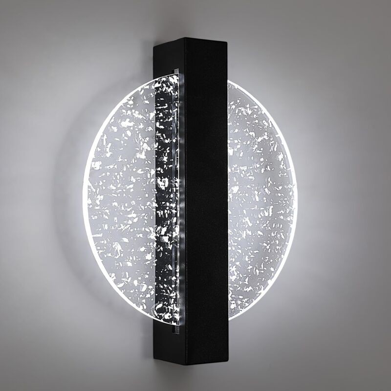 12-w-led-wandleuchte Für Den Innenbereich, Kreative, Schwarze, Runde Led-wandleuchte Mit 1500 Lm Kaltweißem Licht (6500 K) Und Silbernem Blattgold, Moderne Led-wandleuchte Für Flur, Wohnzimmer Und Sch
