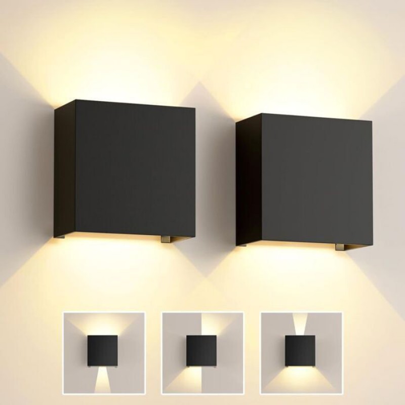Led-wandleuchte – 6 W Led – 2 Stück – Schwarz – Verstellbarer Abstrahlwinkel – Warmweiß (3000 K) – Wasserdicht Nach Ip65