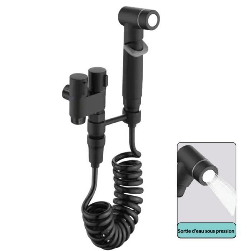 Spritzpistole – Schwarz – Bidet – 2 Geschwindigkeitsstufen – Wandmontage – Wc Und Badezimmer