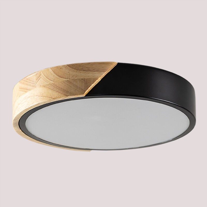 Jan Schwarze Led-deckenleuchte - Naturholz Ø30 Cm - Jan Schwarze Led-deckenleuchte - Naturholz Ø30 Cm