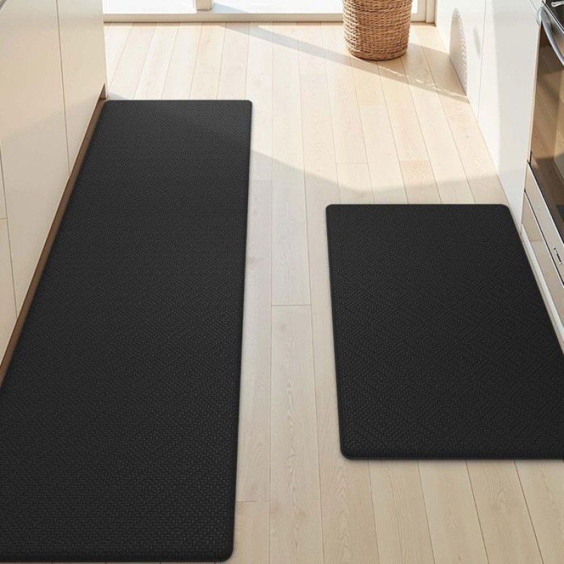 Küchenmatte – Farbe & Geometrie – 45 X 75 + 45 X 150 Cm – Schwarz – Rutschfest – Leicht Zu Reinigen – Ölbeständig