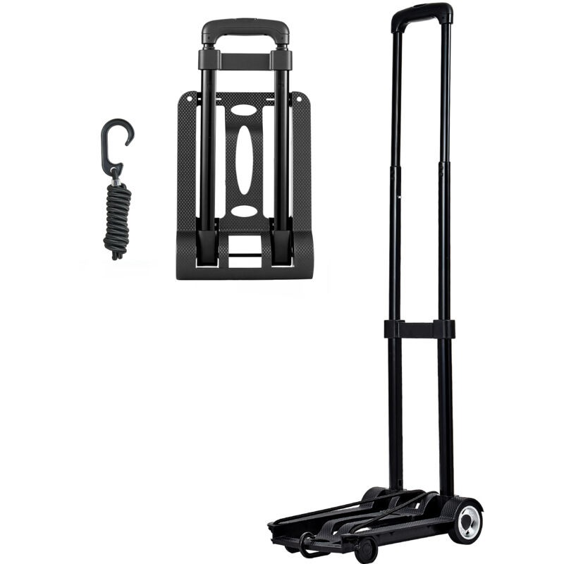 Mophorn 2-rad-klappwagen, Kompakter Gepäckwagen, 49,9 Kg Tragkraft, Inklusive Gummiseil, Ideal Für Umzüge, Flughafentransporte Oder Den Bürogebrauch, Schwarz