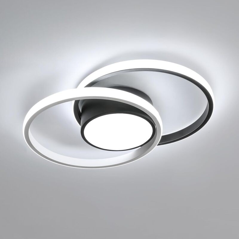 Moderne Led-deckenleuchte Für Wohnzimmer, Küche, Schlafzimmer Und Wohnzimmer, Runde Deckenleuchte, 40 Cm Durchmesser – 42 W – Schwarz – 6500 K Weißlicht