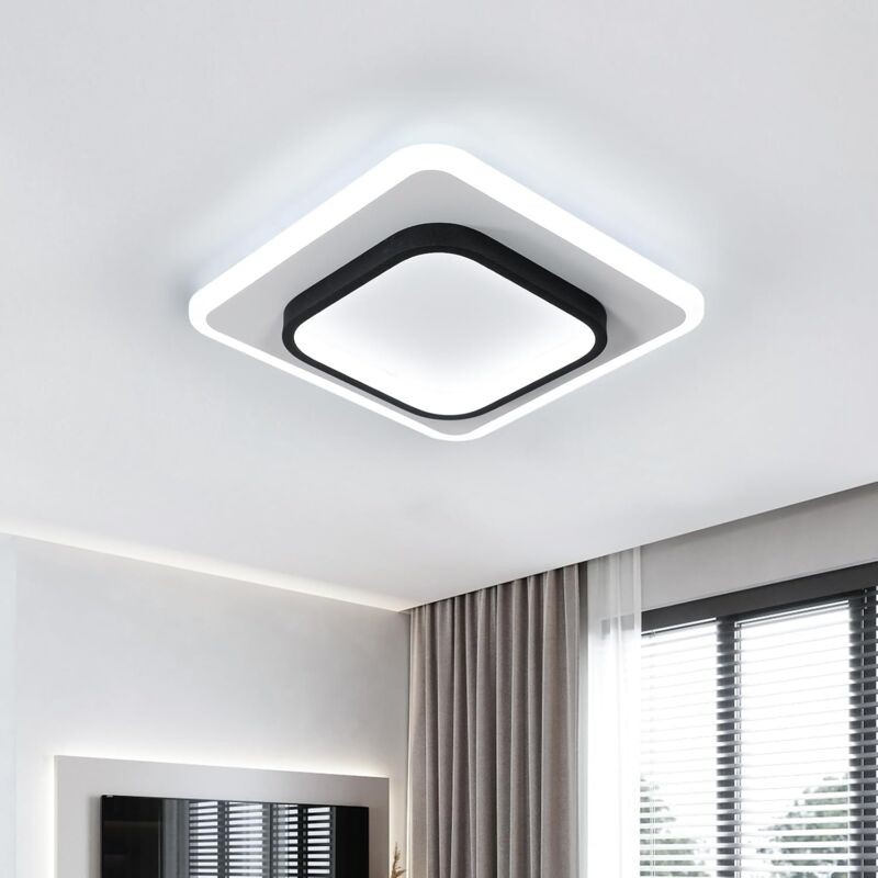 Moderne Quadratische Led-deckenleuchte Aus Acryl, Schwarz-weiß, Geeignet Für Badezimmer, Wohnzimmer, Schlafzimmer, Küche Und Flur – 30 W – 6500 K Weißlicht