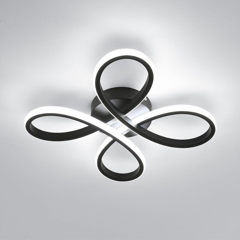 Moderne Led-deckenleuchte (28 W) In Kreativer Blumenform, Geeignet Für Wohnzimmer, Schlafzimmer, Esszimmer Und Büro, Schwarz, Kaltweißes Licht (6000 K).