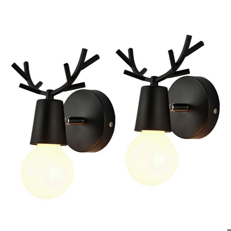 Wandleuchte – Geweihform – Schwarz – Metall – 2x E27