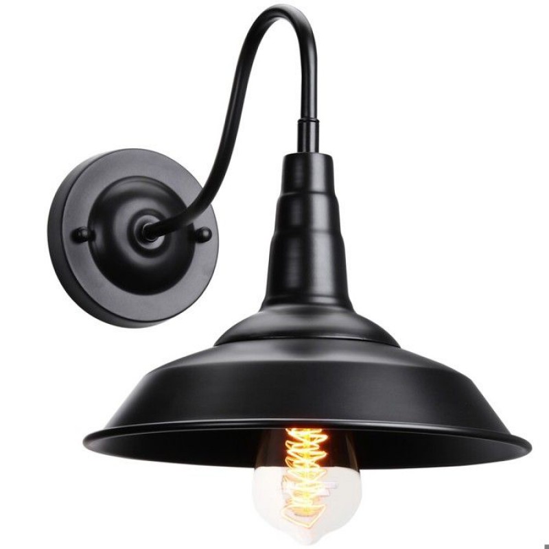 1 X Vintage-wandleuchte Aus Schwarzem Metall, Edison-retro-led-lampe, Vintage-wandleuchte Für Flur Oder Küche