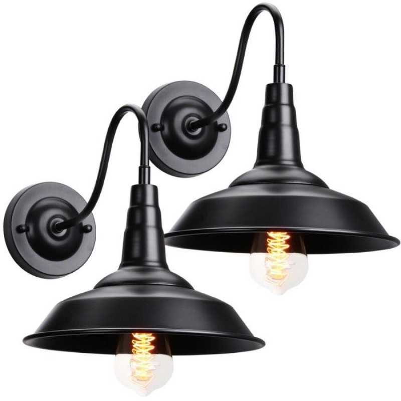 2 Vintage-wandleuchten Aus Metall, Komplett Schwarz, Edison-retro-led-lampen, Vintage-wandleuchten Für Flur Und Küche
