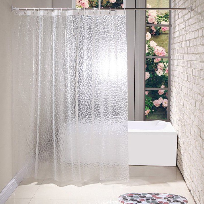Floraweg Duschvorhang, Transparenter Wasserwürfel, Schimmelresistent, 12 Haken, Wasserdicht, Waschbar, 3d-peva, 180 X 200 Cm