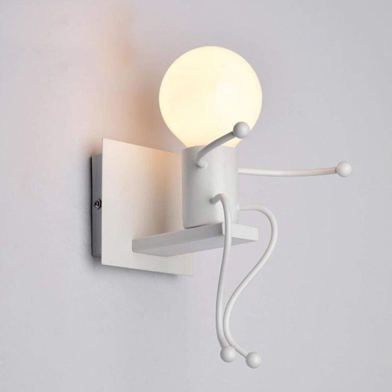 Kreative Retro-vintage-wandleuchte Aus Eisen, Moderne Metall-wandlampe, E27-fassung Für Bar, Schlafzimmer, Küche, Restaurant, Café, Flur (weiß)