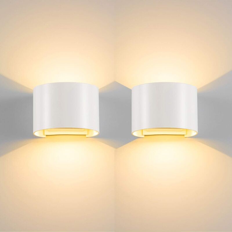 2x Moderne Wandleuchte Für Den Innenbereich, 12w Warmweiß, Auf-/abwärtsbeleuchtung Für Wohnzimmer, Schlafzimmer, Flur (weiß)