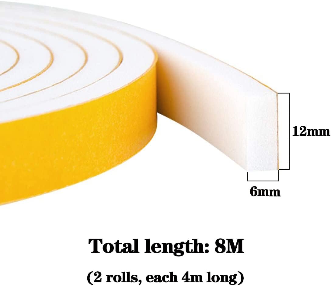 Tür- Und Fensterdichtung – 8 M – Eva-gummi – Geräuschdämmend Und Wasserdicht – 12 X 6 Mm, Weiß