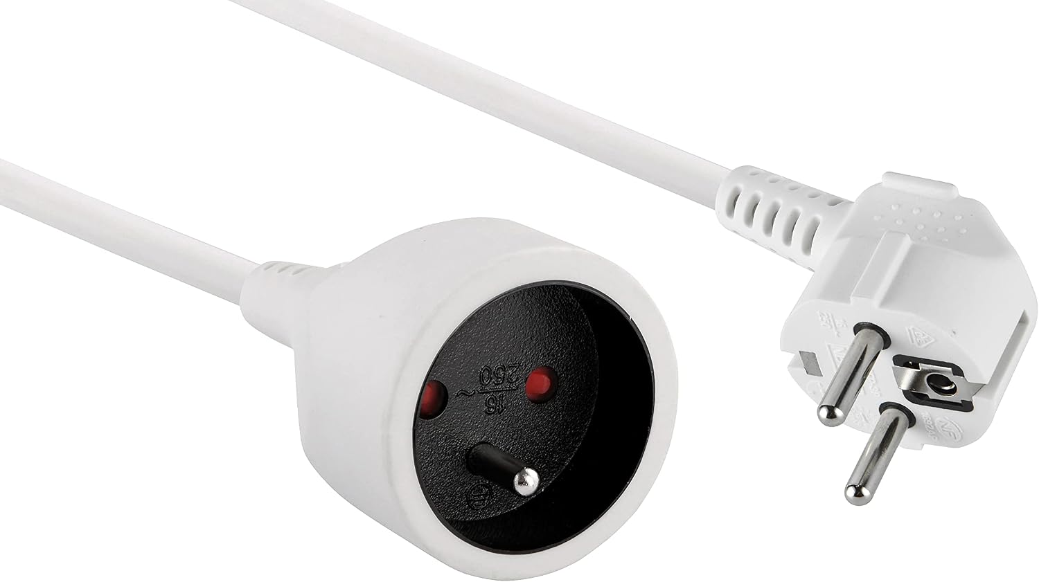 3 M Langes Weißes Verlängerungskabel, 3g1,5 Mm² Kabel, 16-a-stecker, Kindersicher, Für Den Innenbereich