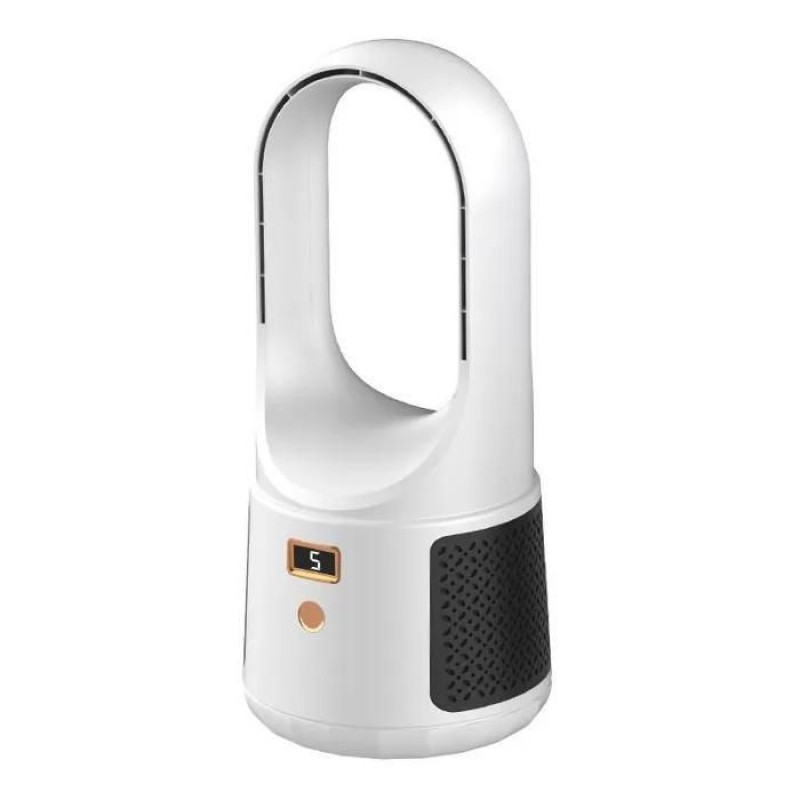 Tragbarer, Klingenloser Usb-ventilator Mit Digitaler Led-anzeige, 6 Geschwindigkeitsstufen, Leisem Betrieb, Mini-tischventilator, Weißer Luftkühler