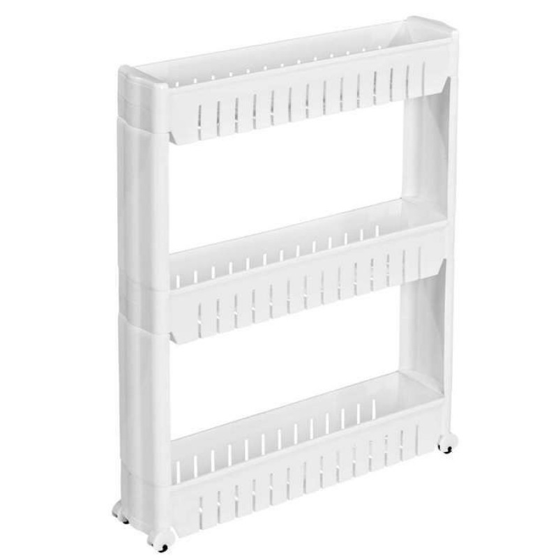 Küchenwagen – Joe 3-stöckiges Aufbewahrungsregal Auf Rollen, 54 Cm X 12 Cm X 71 Cm, Kunststoff – Weiß
