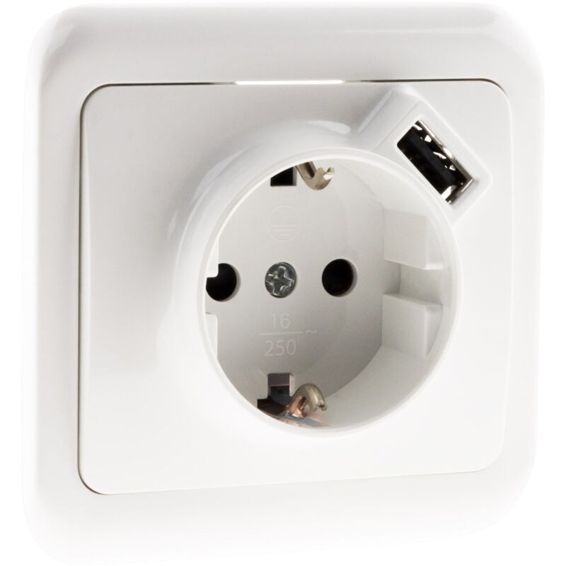Unterputz-schuko-steckdose 16 A + Usb A – Weiß – Antaria – Zenitech