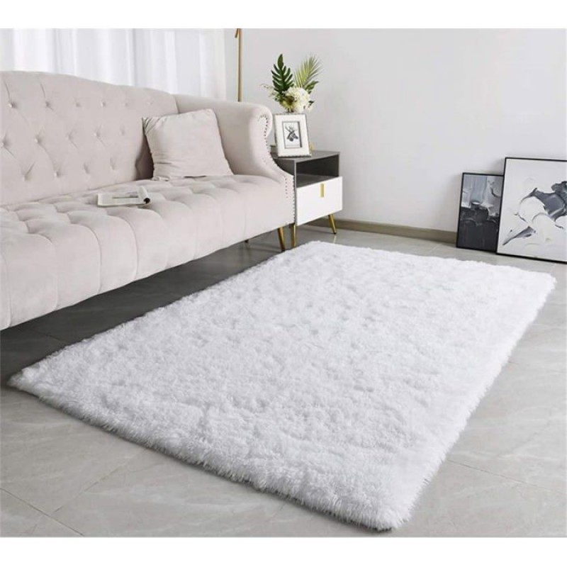 Rechteckiger, Weicher Teppich 80 X 120 Cm – Weiß, Rutschfest, Modern