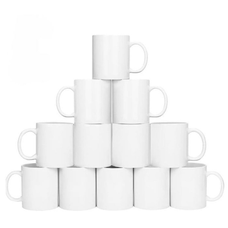 Set Mit 12 Weißen, Unbedruckten Tassen Zum Personalisieren. 12 Tassen, 325 Ml, Sublimationsdruck, Einzeln Verpackt.