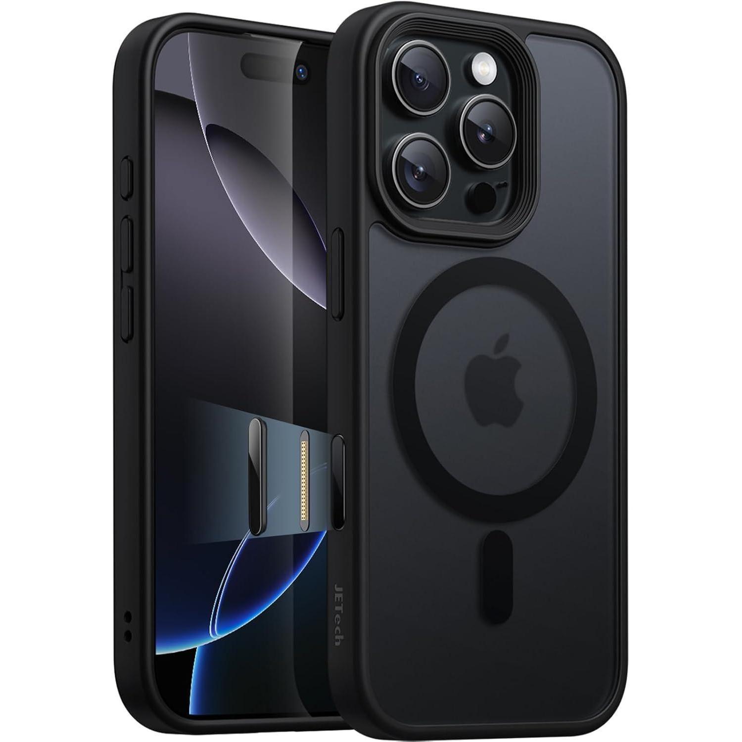 Handyhülle 16 Pro Max Magnetisch Stoßfest Schwarzes Titan