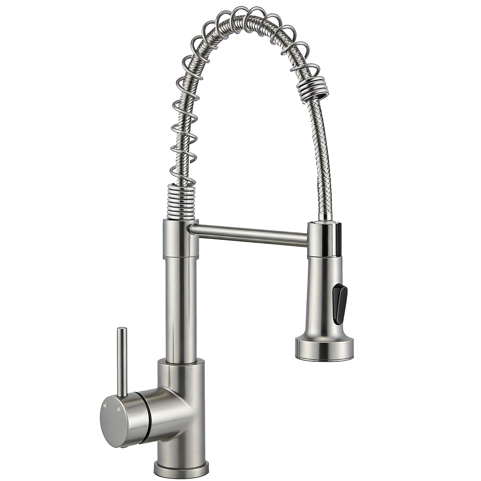 Aica Abziehbarer Küchenwasserhahn 360° Rotierbar Zweifacher Wasserstrahl 304 Edelstahl Kaltwarmwasser Geeignet Hochdruckbetrieb Silber