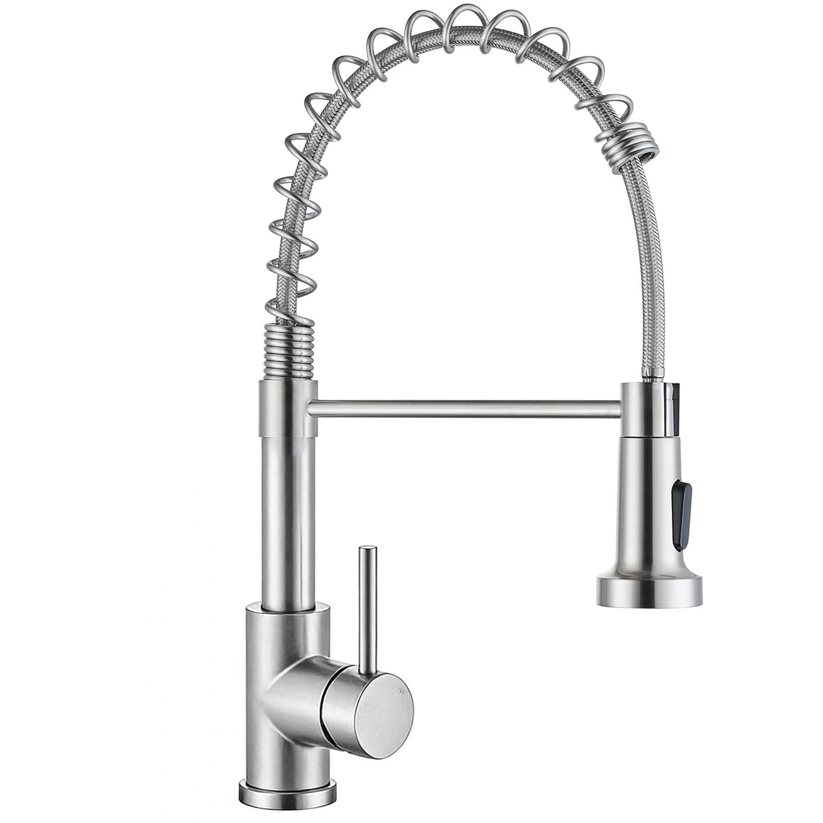 Aica Einhebel Küchenarmatur Ausziehbar 360° Schwenkbar 2 Sprühfunktionen 304 Gebürsteter Edelstahl Für Kalt- Und Warmwasser Gebürstet Silber