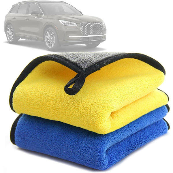 Mikrofasertücher, 2er-pack, Super Saugfähige Autoreinigungstücher, 500 G/m², Streifenfrei, Weich, Wiederverwendbar, 30 X 40 Cm
