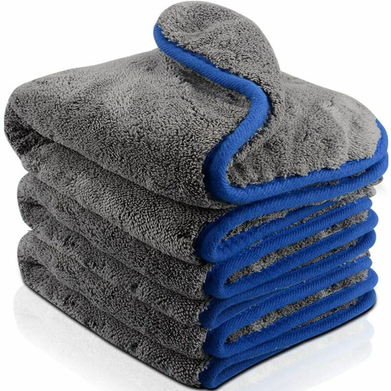 (3er-pack, Blau) Mikrofasertücher Für Die Autoreinigung, 1200 G/m² Extra Dicke Mikrofasertücher Für Auto, Zum Polieren, Waschen Und Reinigen Von Auto Und Haushalt, 40 X 40 Cm