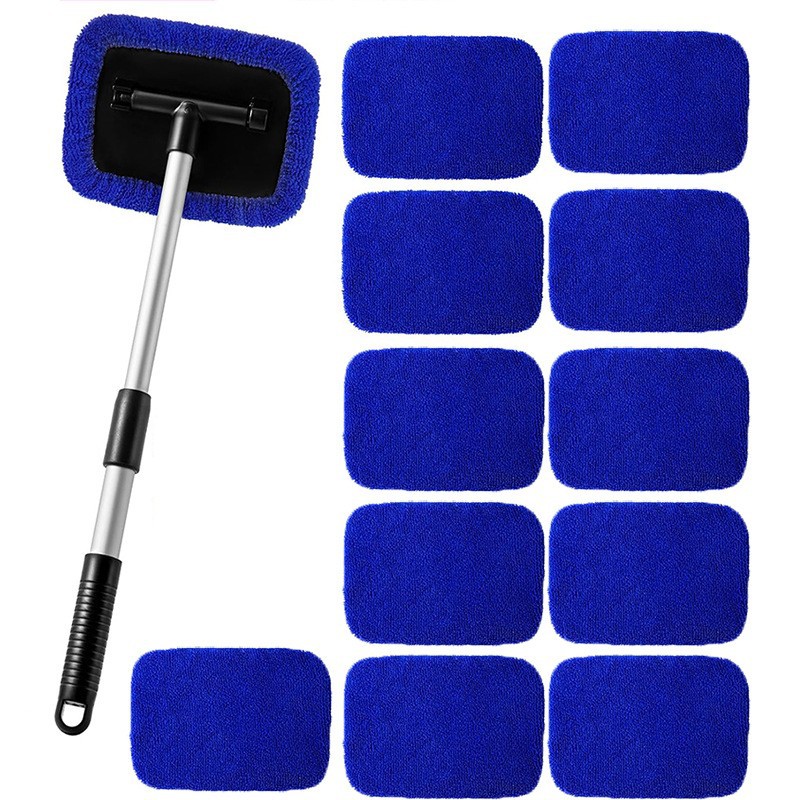 Set Aus Quadratischer, Flacher Autoscheibenreinigungsbürste, 12 Mikrofasertüchern, Autoscheibenentfeuchter Und -reiniger.
