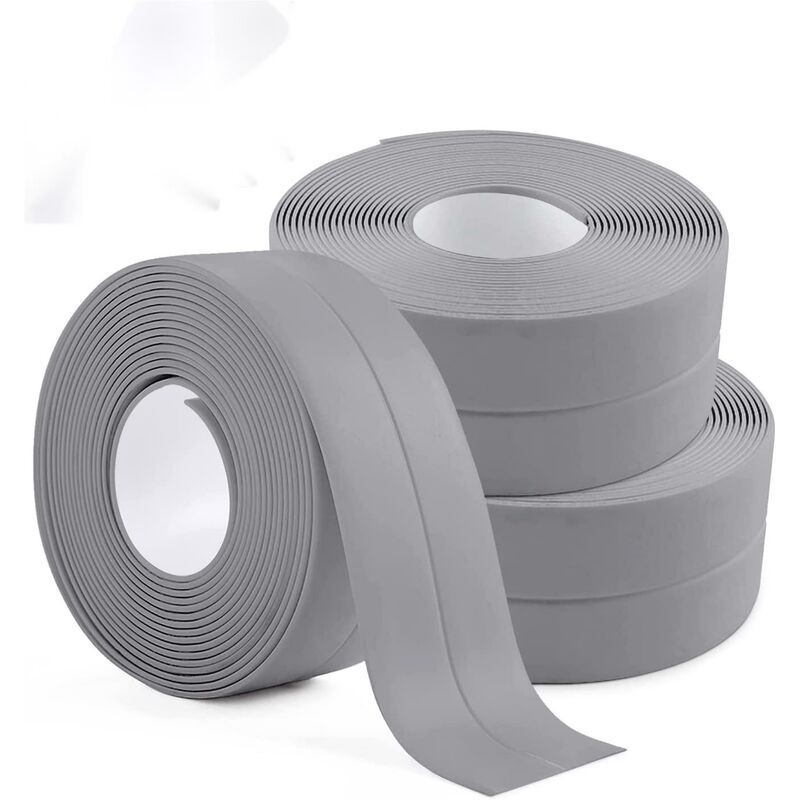 3 Rollen Wasserdichtes Dichtungsband Aus Pvc, Selbstklebend, Für Bad, Küche, Wc Und Badewanne (grau) - Modou