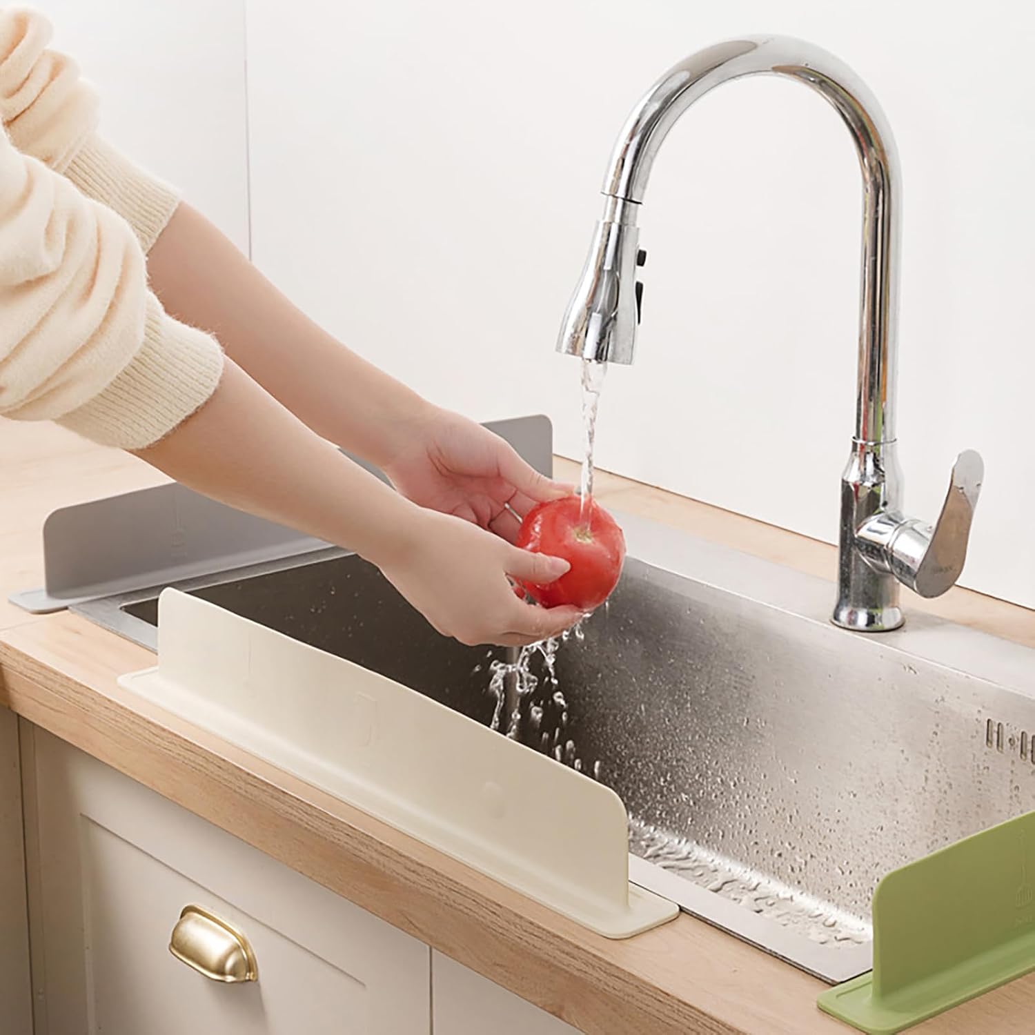 Silikon-spritzschutz Für Spülbecken, 3er-pack, Grau, Wasserdicht, Langlebig, Leicht Zu Reinigen, Flexibel