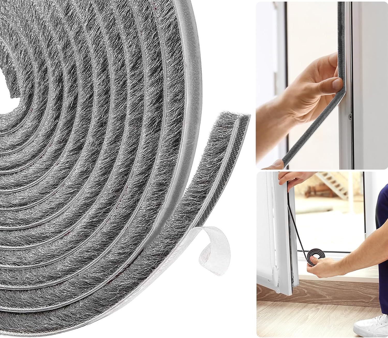 Draat Tür- Und Fensterdichtung, Selbstklebender Bürstenstreifen, 5 Mm (l) X 9 Mm (b) X 9 Mm (t), Luftstopper