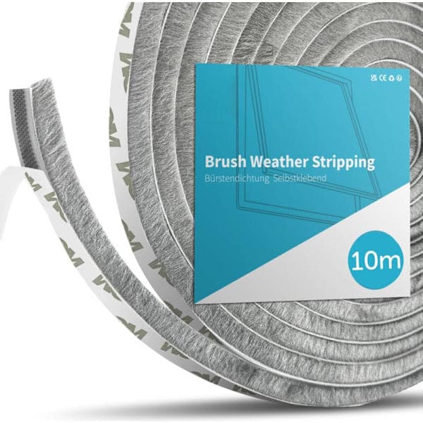 Bürstendichtungsstreifen Für Schiebetüren, 10 Meter (l) X 9 Mm (b) X 15 Mm (t) Fensterdichtung Für Falttüren, Staubdicht, Schalldämmend, Isolierend (10 M)