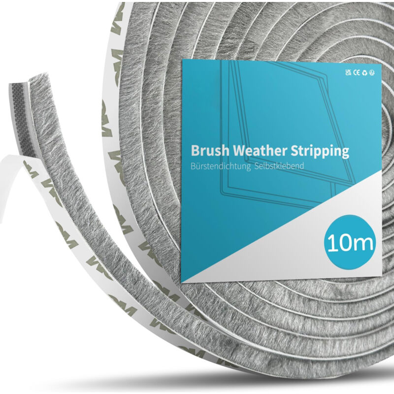 Bürstenleiste Für Schiebetüren, 10 Meter (l) X 9 Mm (b) X 15 Mm Fensterdichtung Für Falttüren Staubdicht Schalldämmend (10m)[dt]