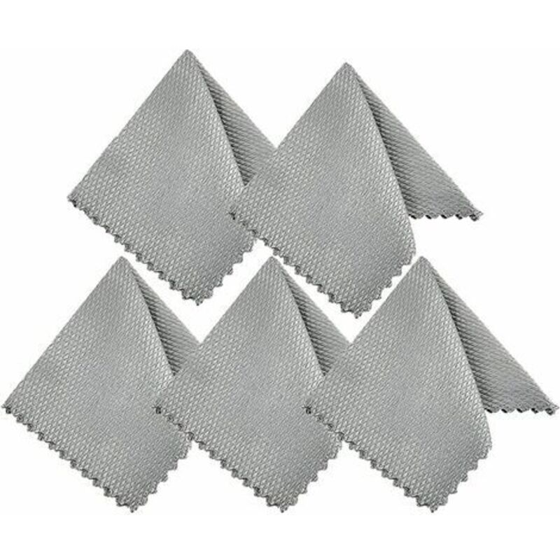Set Mit 5 Multifunktionalen Mikrofasertüchern Zur Fensterreinigung In Fischschuppenoptik, Hellgrau, 40 X 30 Cm, Cham
