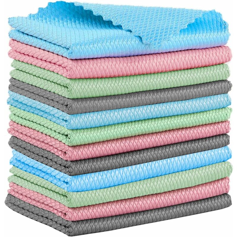 12er-pack Reinigungstücher, 40 X 30 Cm Große Mikrofasertücher, Wiederverwendbare Reinigungstücher Für Küche, Bad, Fenster Und Auto