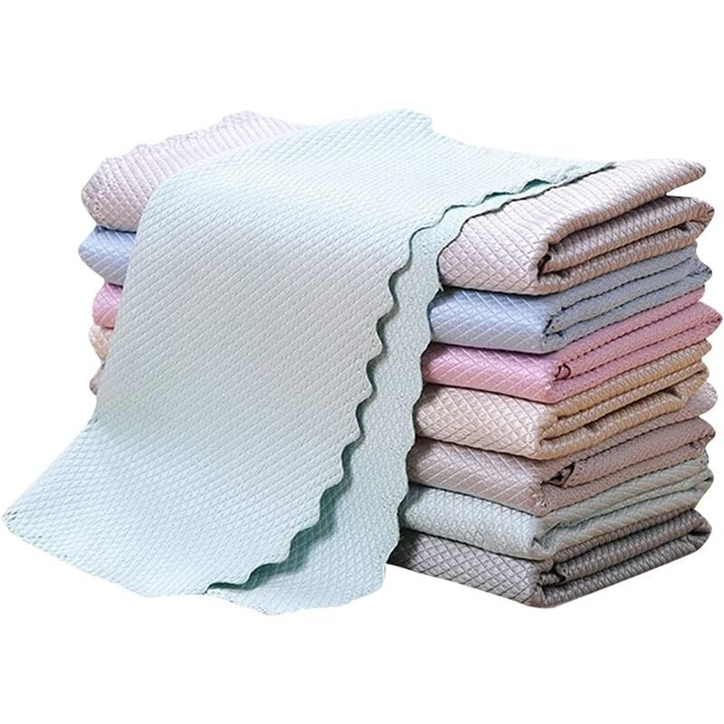 10er-pack Mikrofasertücher Mit Fischschuppenmuster, 30 X 40 Cm, Zur Reinigung Von: Tellern, Glas, Edelstahl, Autofenstern