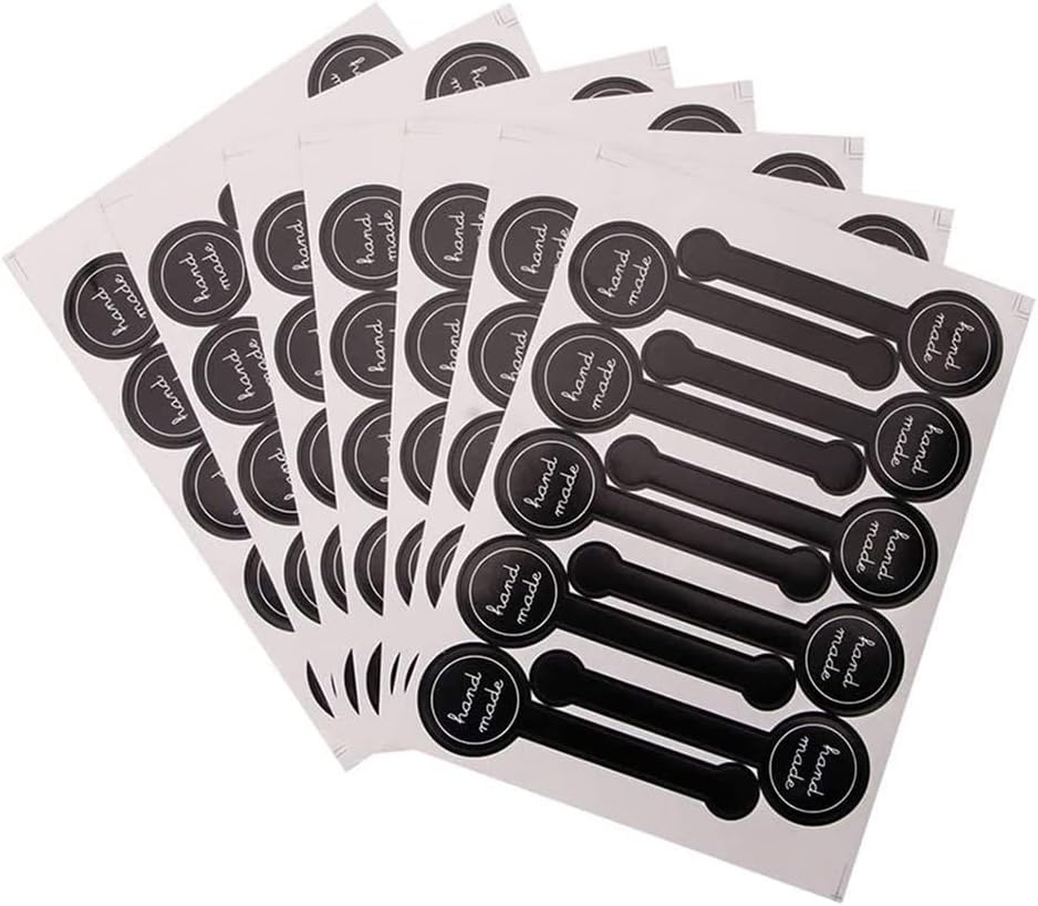 100 Selbstklebende Etiketten, Schwarze „handmade“-siegelstreifen