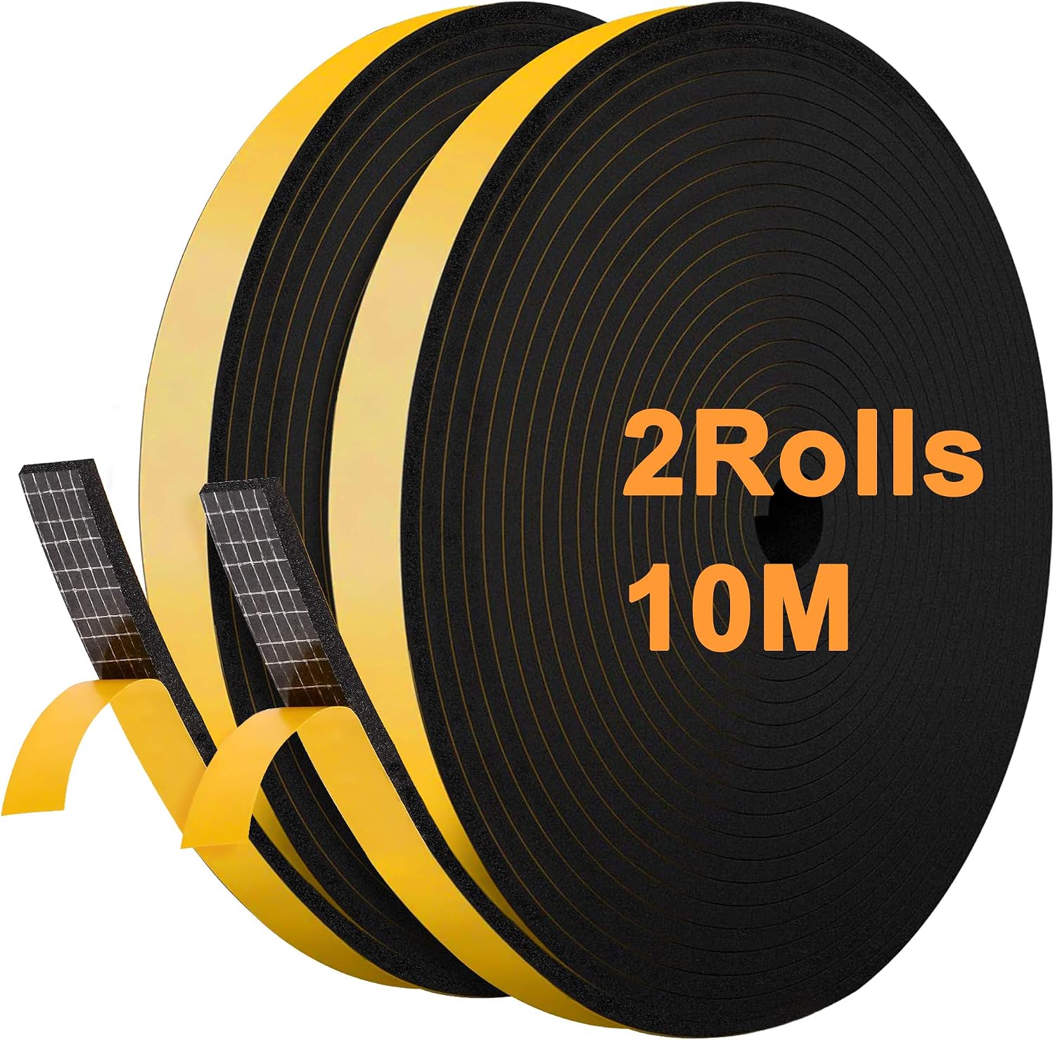 Dichtungsstreifen Aus Schaumgummi, 12 Mm (b) X 6 Mm (h) X 10 M (l), Selbstklebend, Stoßfest, Für Türen Und Fenster (schwarz)