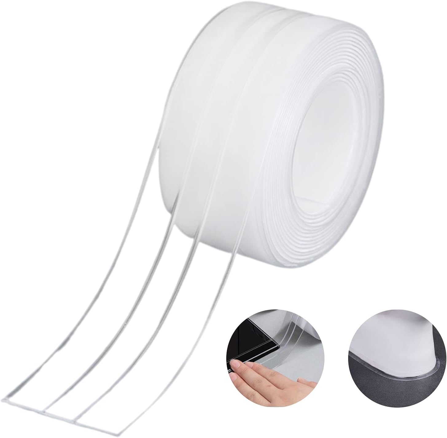 Dichtungsstreifen, Doppellagiger Silikon-dichtungsstreifen Für Badezimmer, Weiß, Selbstklebend, Badewannenband/wasserdicht, Schimmel- Und Kakerlakenabweisend, Für Waschbecken, 38 Mm
