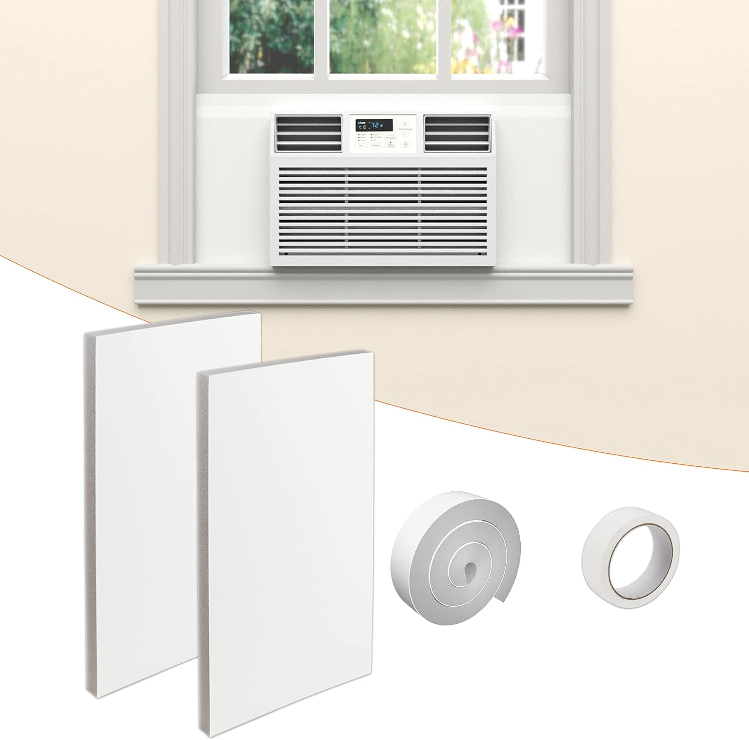 Isolierte Schaumstoffplatten Für Fensterklimaanlagen, Winterisolierung, Seitenwand Mit Oberer Dichtungsleiste Für Innengeräte Von Fensterklimaanlagen, Weiß