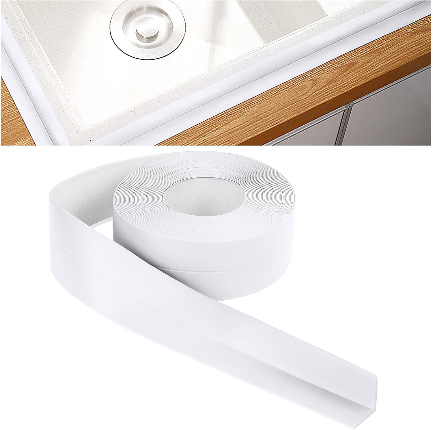 Badewannendichtung, 3,2 M X 3,8 Cm Selbstklebender Dichtungsstreifen, Selbstklebendes Pvc-dichtungsband Für Badewanne, Badezimmer, Küche, Schimmelresistent, Abdichtung (weiß)