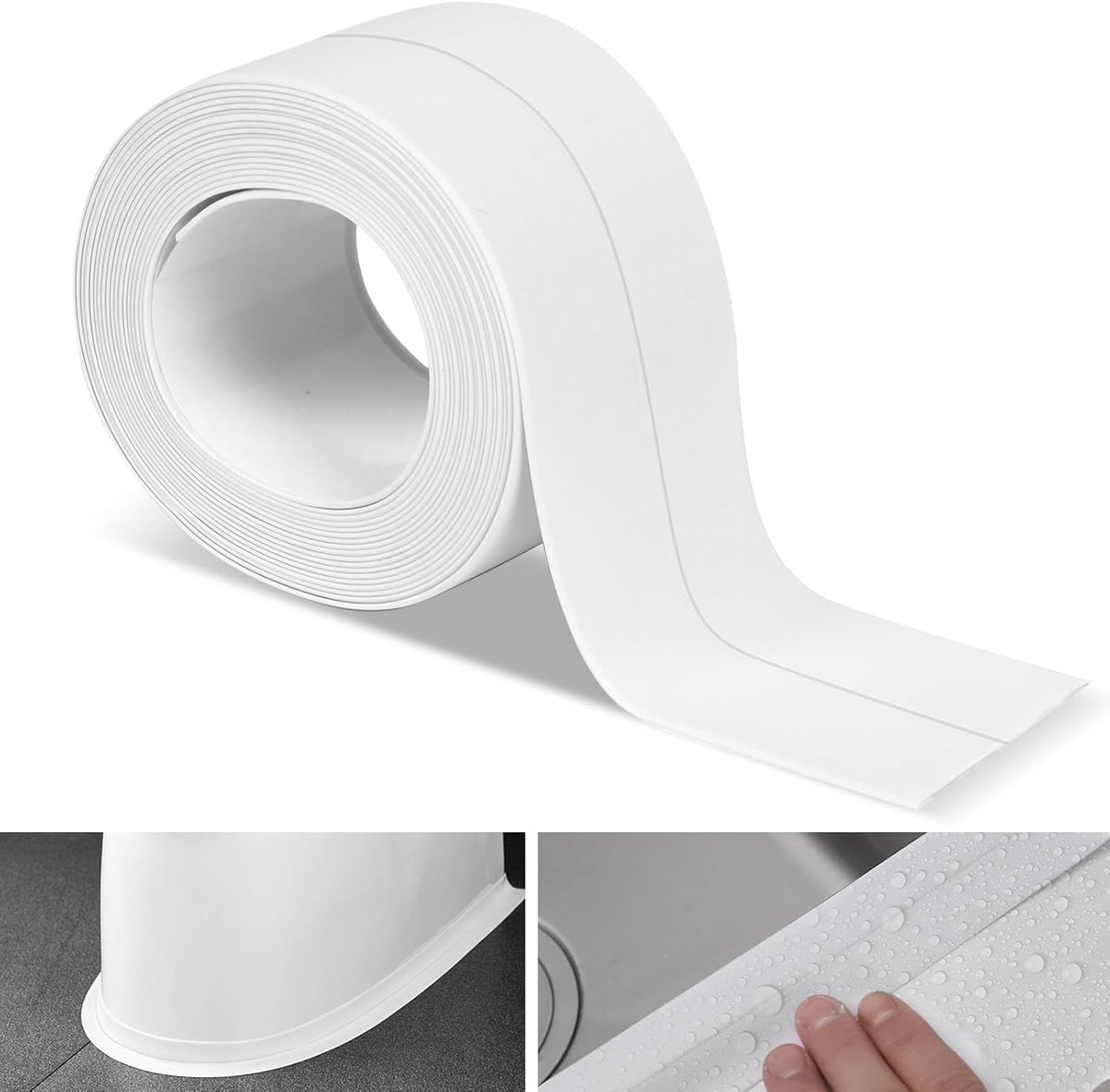 3,2 M X 3,8 Cm Pvc-wasserdichtes Klebeband – Selbstklebender Dichtungsstreifen – Für Spüle, Badewanne, Schimmelresistent, Eckenschutz – Weiß