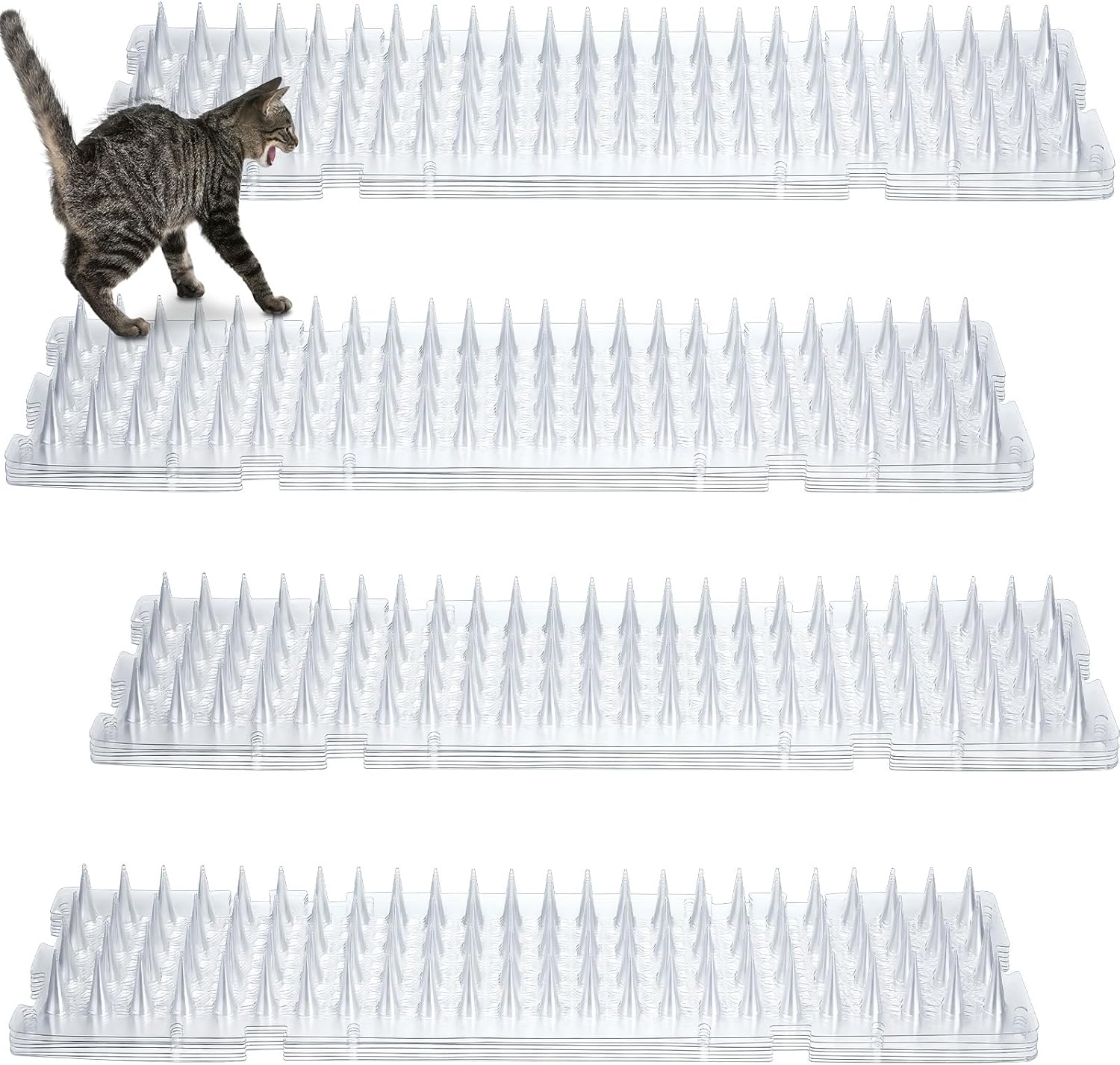 Packung Mit 12 Katzen- Und Hundeabwehrmatten Mit Spikes, Um Hunde Von Der Arbeitsfläche Fernzuhalten, Haustierabwehr Für Zimmer- Und Gartenpflanzen, Fenster (16,5 X 3,3 Zoll, Transparent)