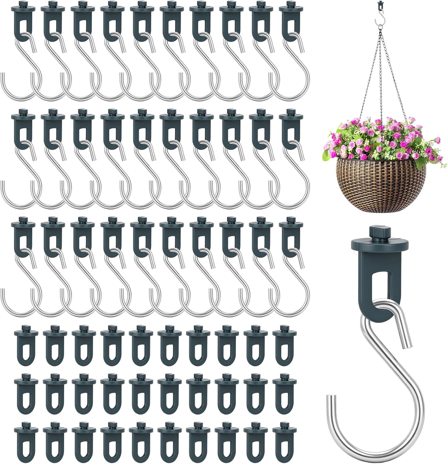 Set Mit 60 Gewächshausclips + 30 S-haken Aus Edelstahl, Robust Und Langlebig, Gewächshauszubehör, Aufhängehaken Für Wintergärten, Pflanzkörbe Und Pflanzenstützen
