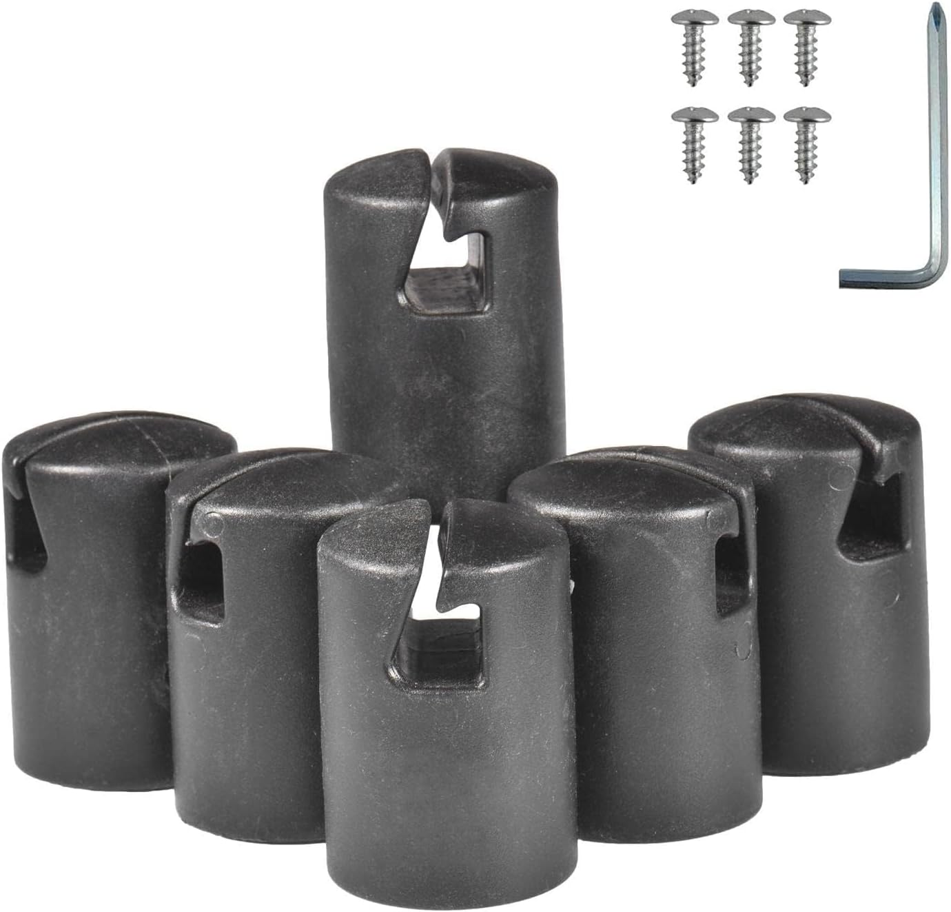 Set Mit 6 Dicken, Schwarzen Kappen Für 32-mm-trampolinstangen Zur Befestigung Des Sicherheitsnetzes